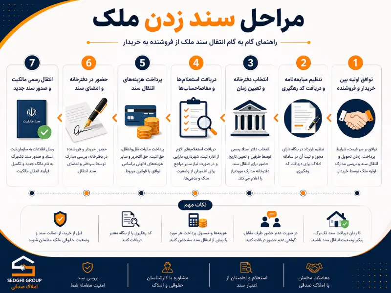مراحل سند زدن ملک
